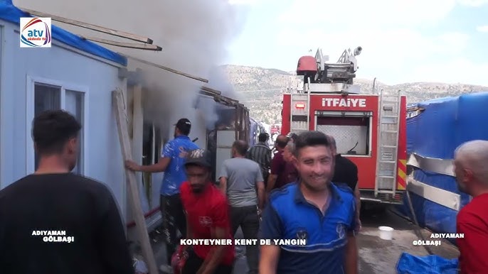 Adıyaman Gölbaşın da konteyner kent de yangın panik ve kurku yaşattı